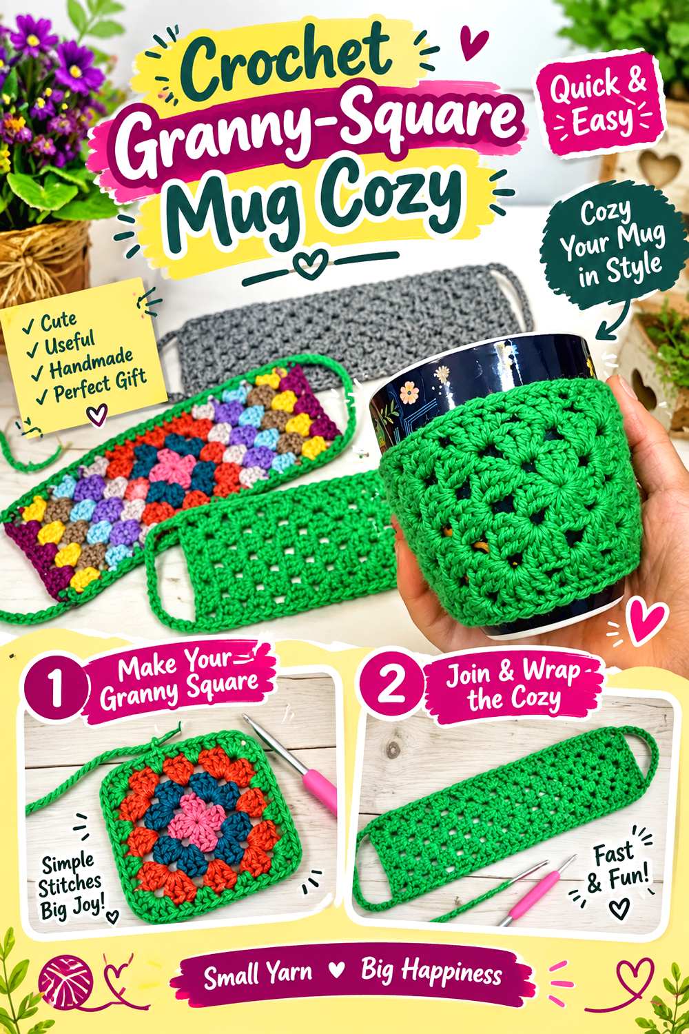 Crochet Granny Square Mug Cozy