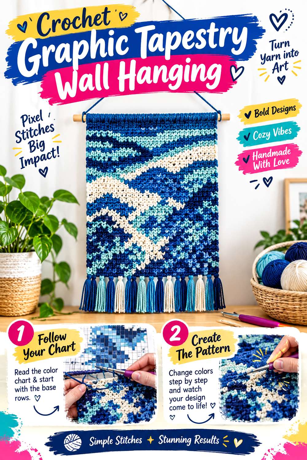 Crochet Graphic Tapestry Wall Hanging