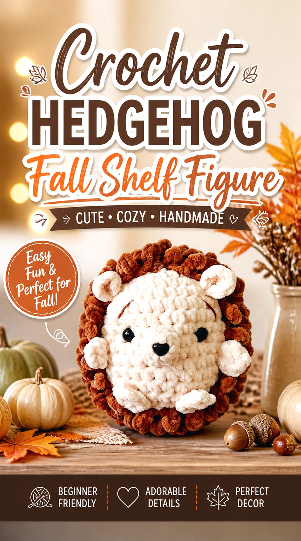 Crochet Hedgehog Fall Shelf Figure