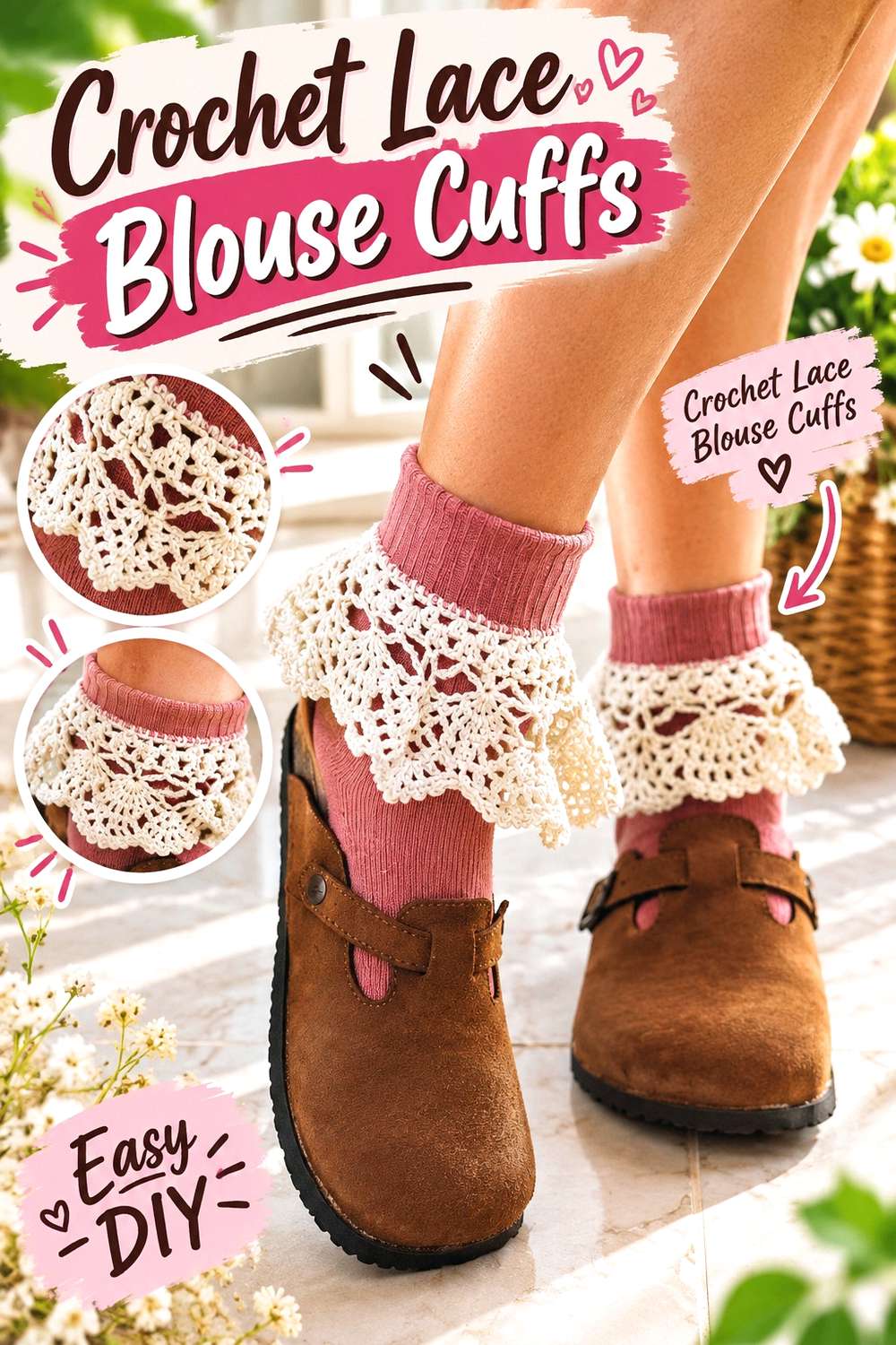 Crochet Lace Blouse Cuffs