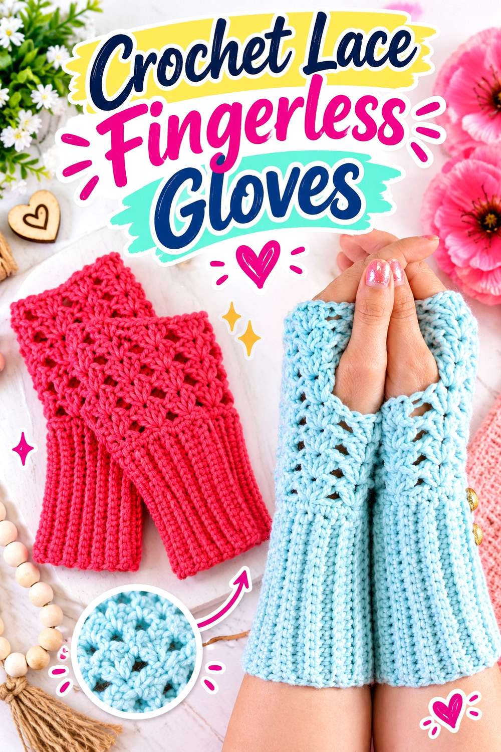 Crochet Lace Fingerless Gloves