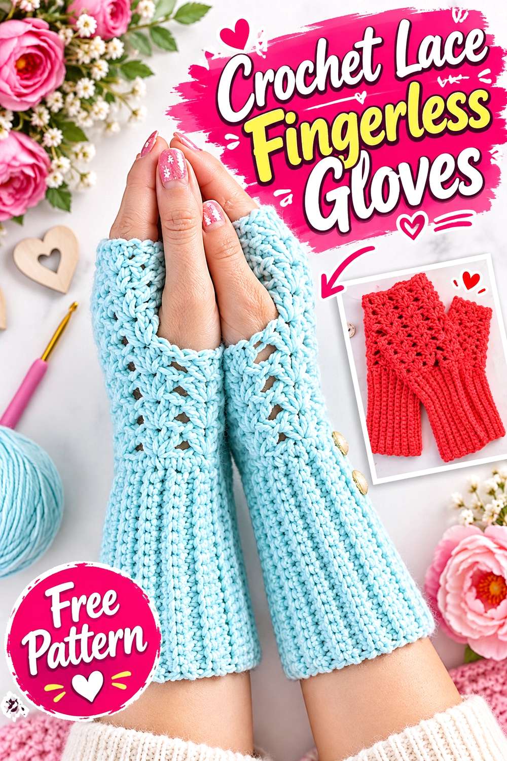 Crochet Lace Fingerless Gloves