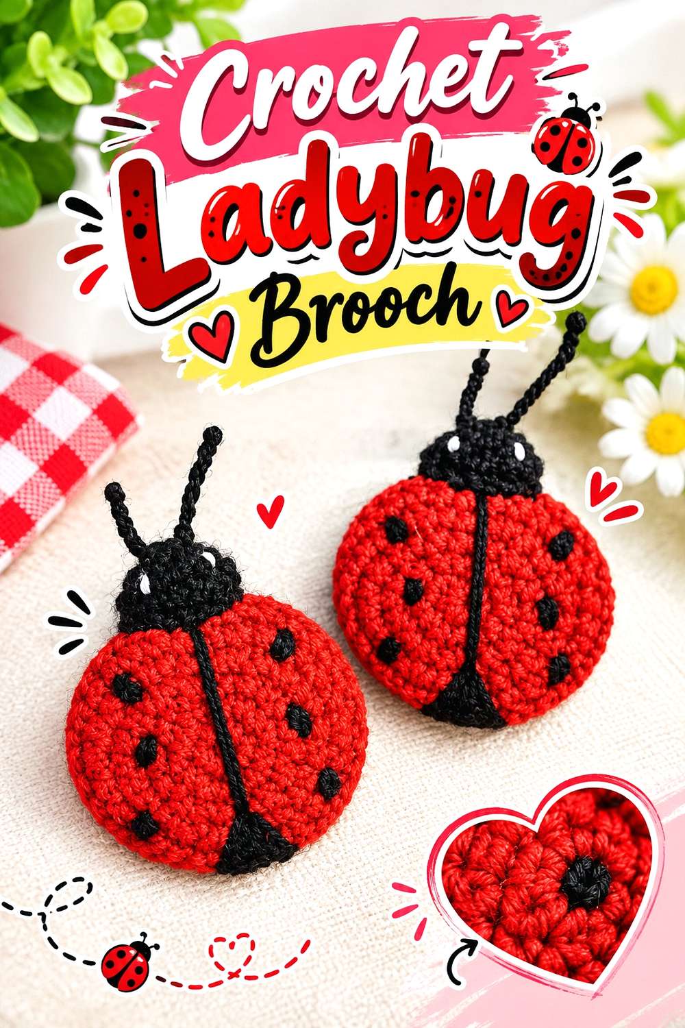 Crochet Ladybug Brooch