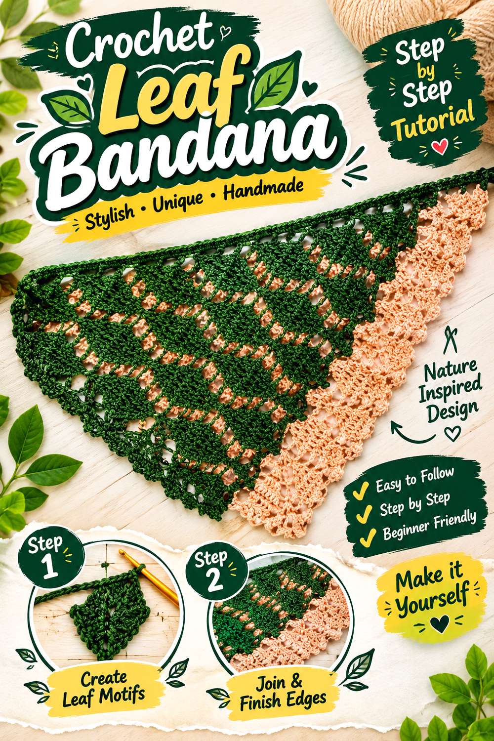 Crochet Leaf Bandana