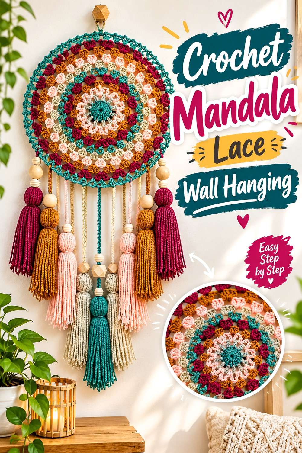 Crochet Mandala Lace Wall Hanging