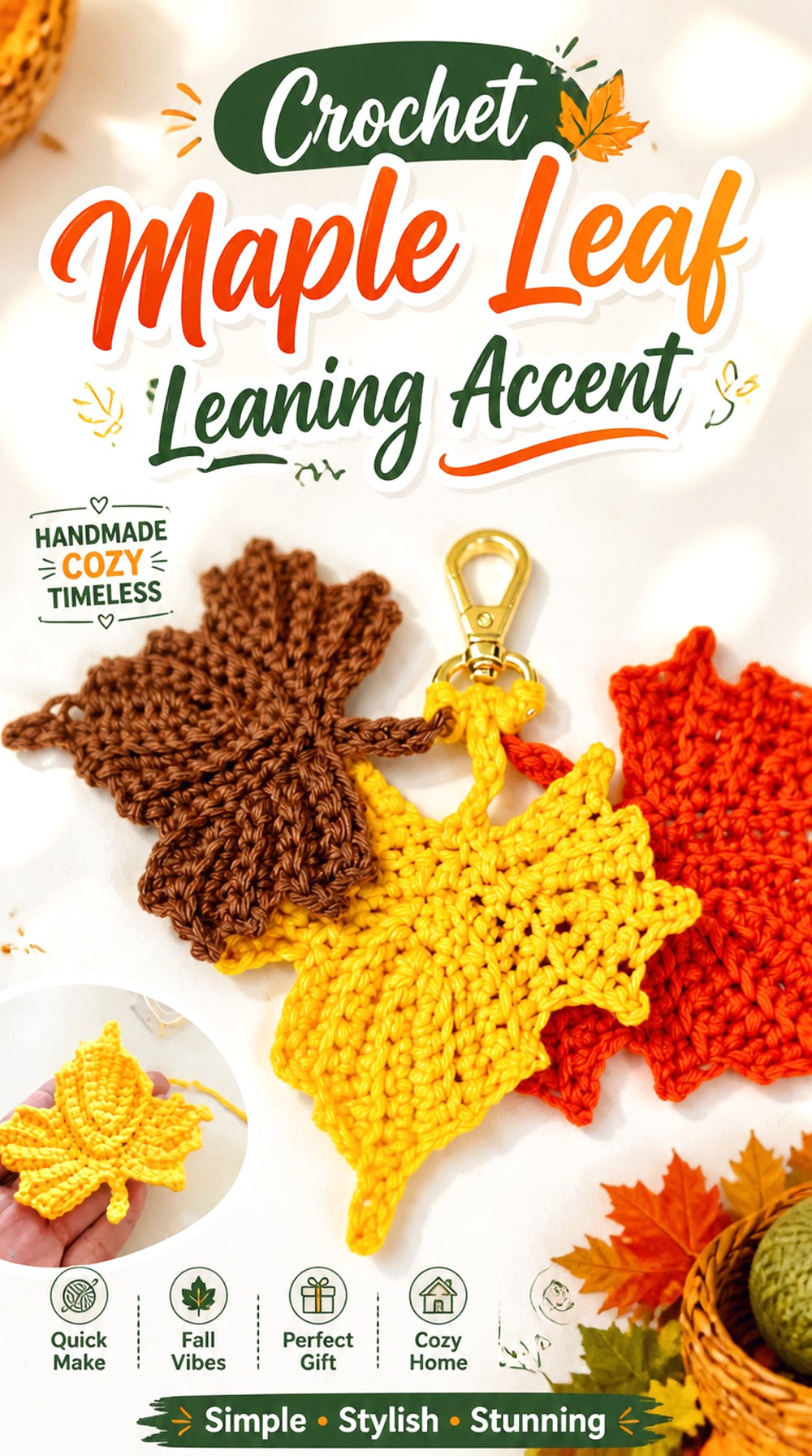 Crochet Maple Leaf Leaning Accent