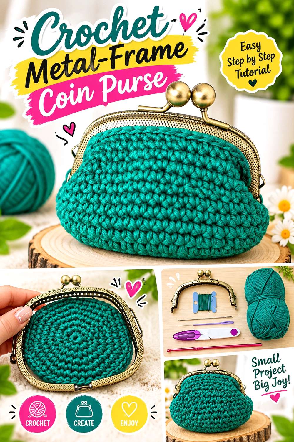 Crochet Metal-Frame Coin Purse