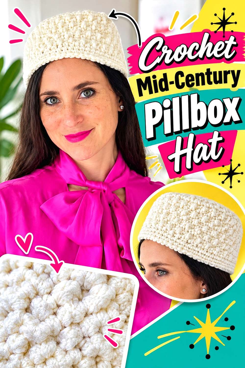 Crochet Mid-Century Pillbox Hat