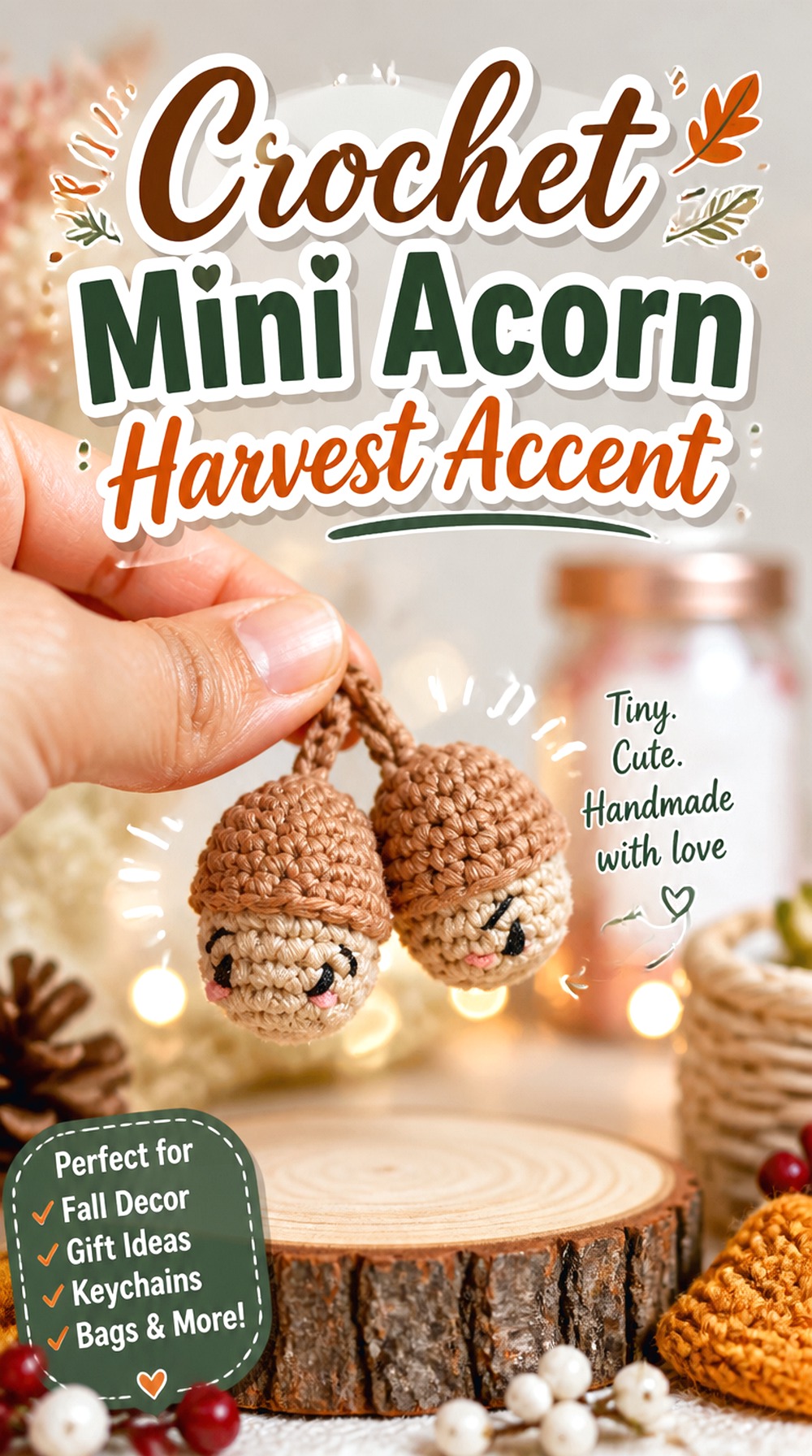 Crochet Mini Acorn Harvest Accent