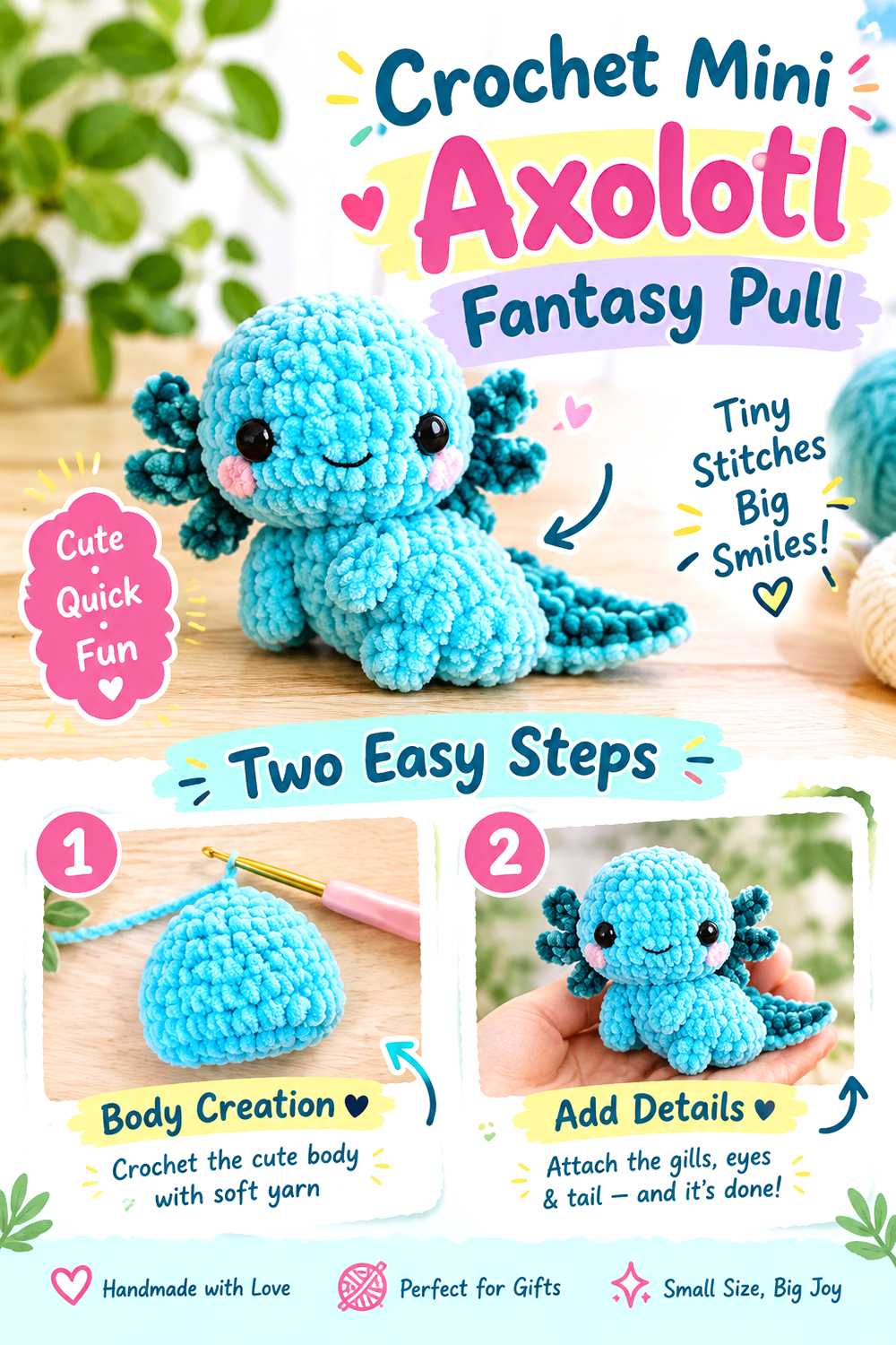 Crochet Mini Axolotl Fantasy Pull