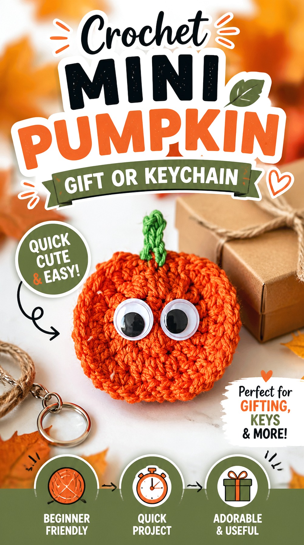 Crochet Mini Pumpkin Gift or Keychain