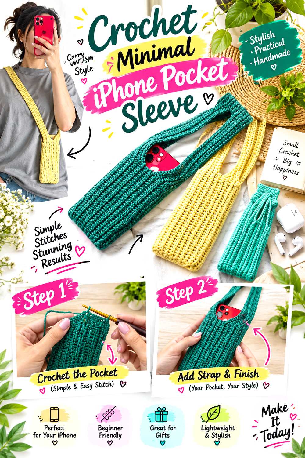 Crochet Minimal iPhone Pocket Sleeve