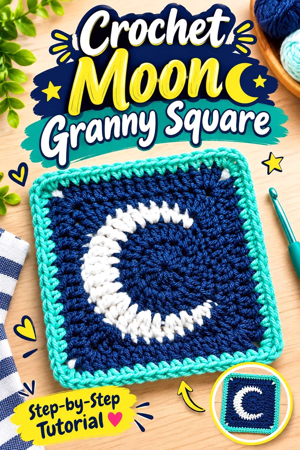 Crochet Moon Granny Square