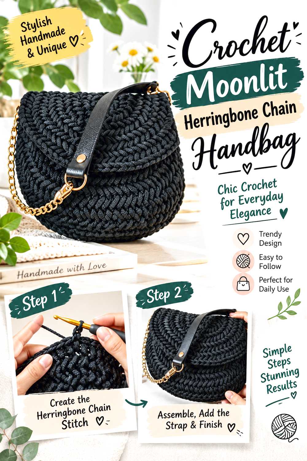 Crochet Moonlit Herringbone Chain Handbag