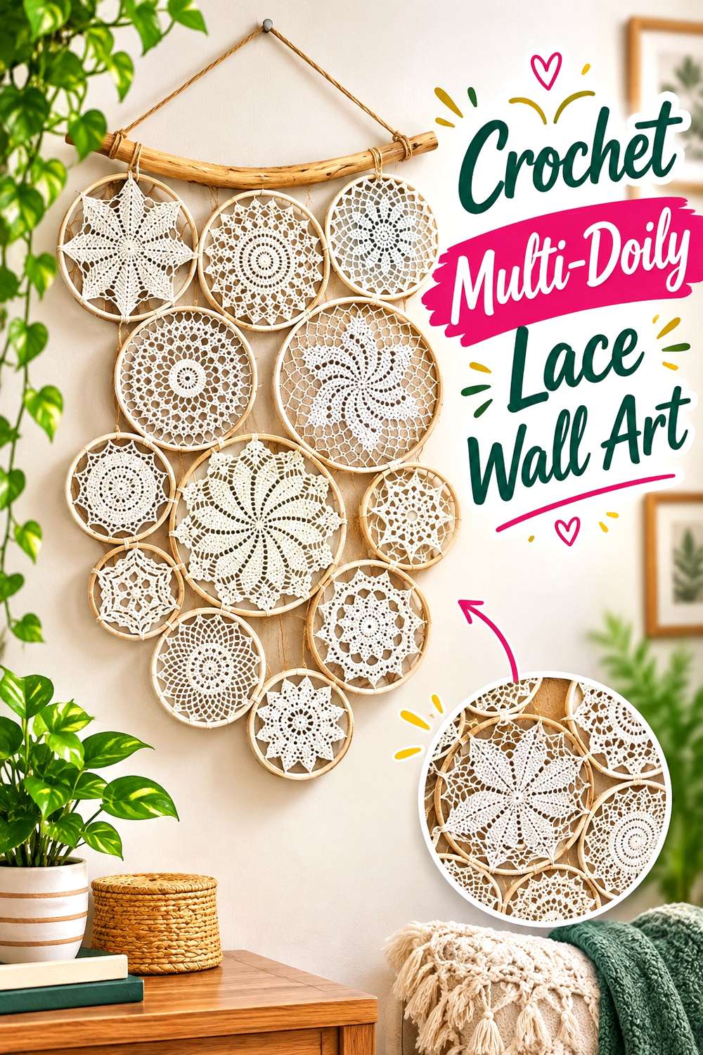 Crochet Multi-Doily Lace Wall Art