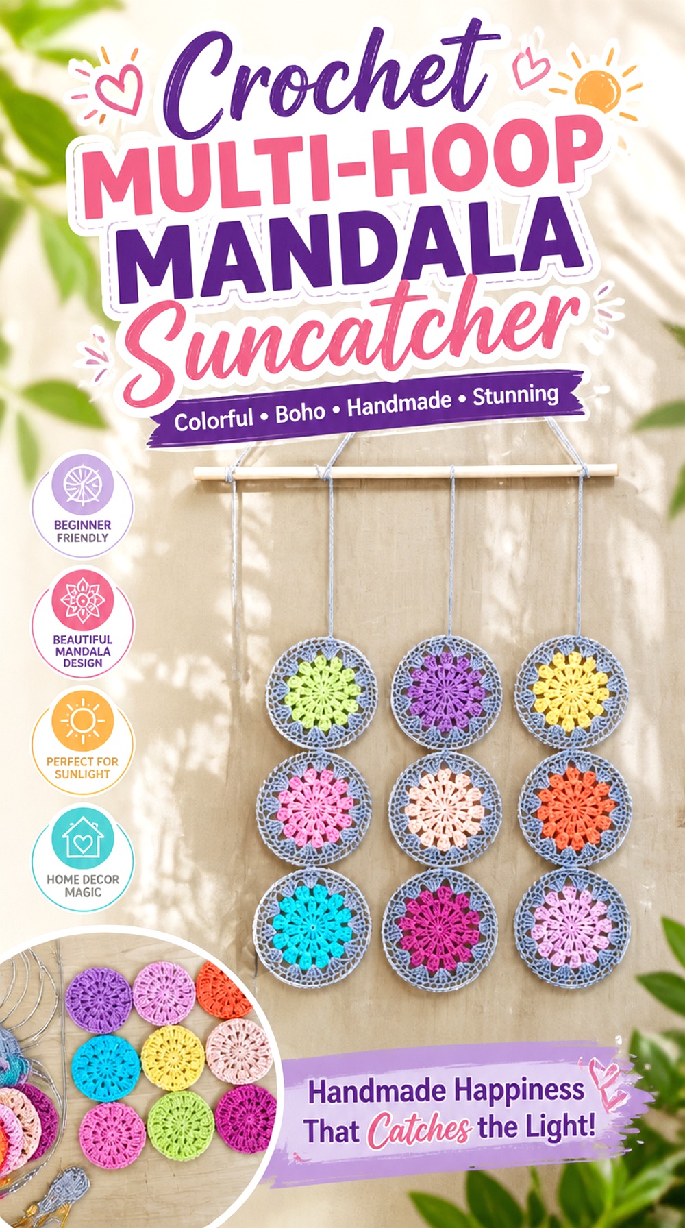 Crochet Multi Hoop Mandala Suncatcher
