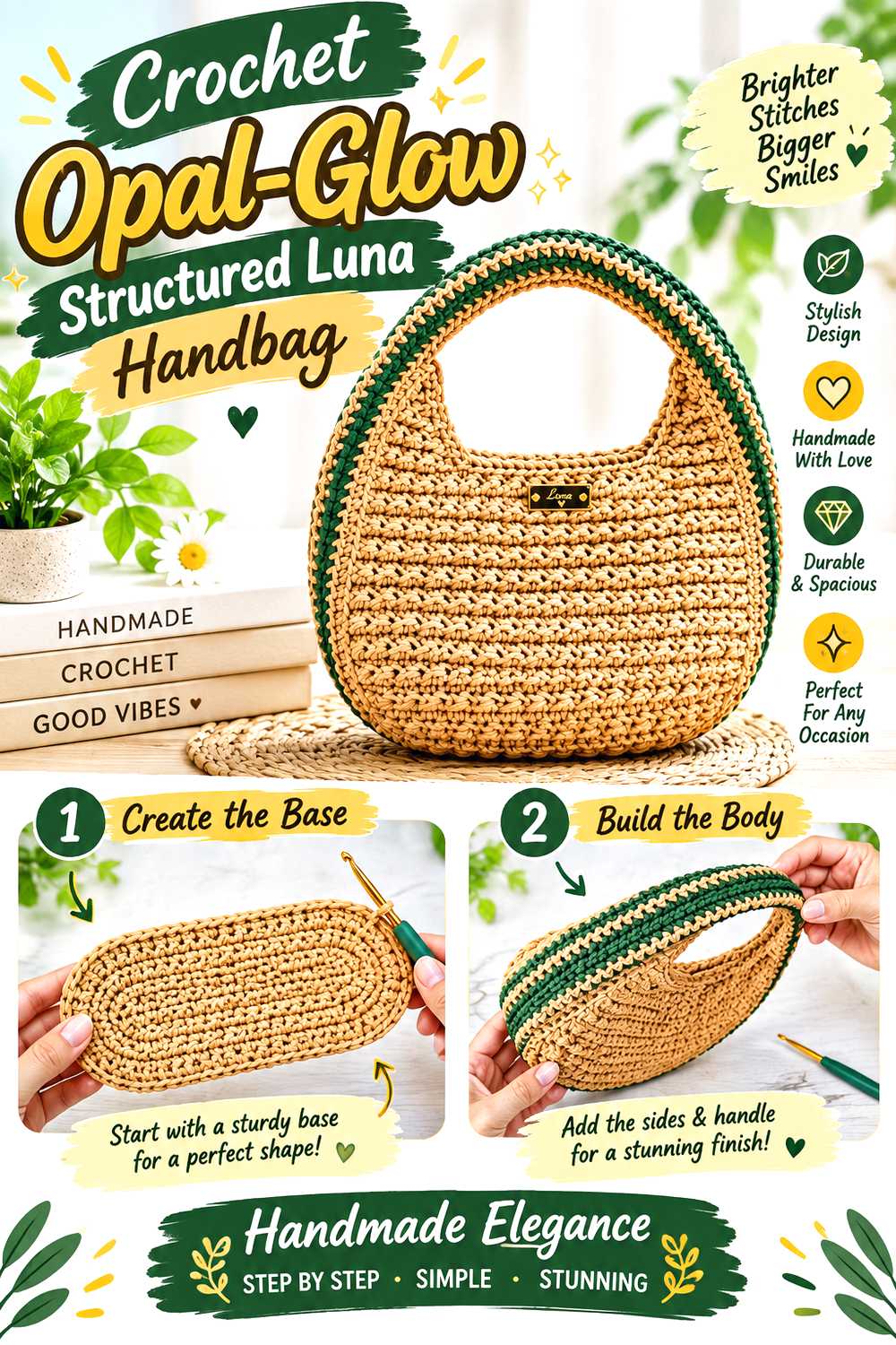 Crochet Opal Glow Structured Luna Handbag