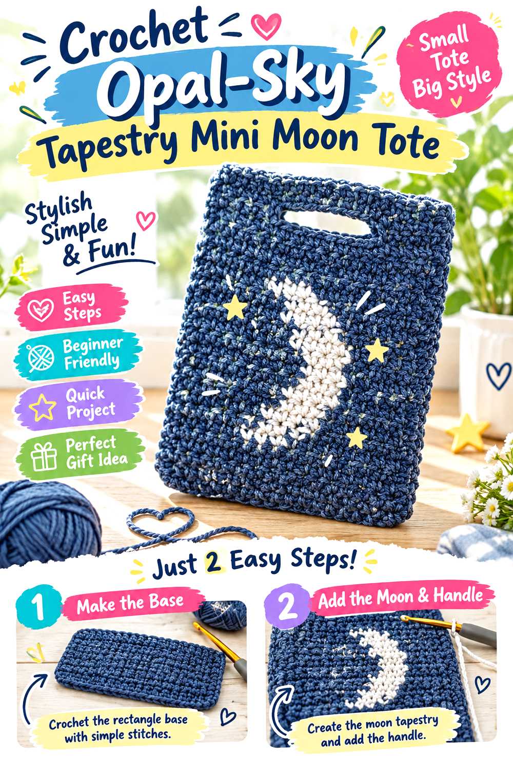 Crochet Opal Sky Tapestry Mini Moon Tote