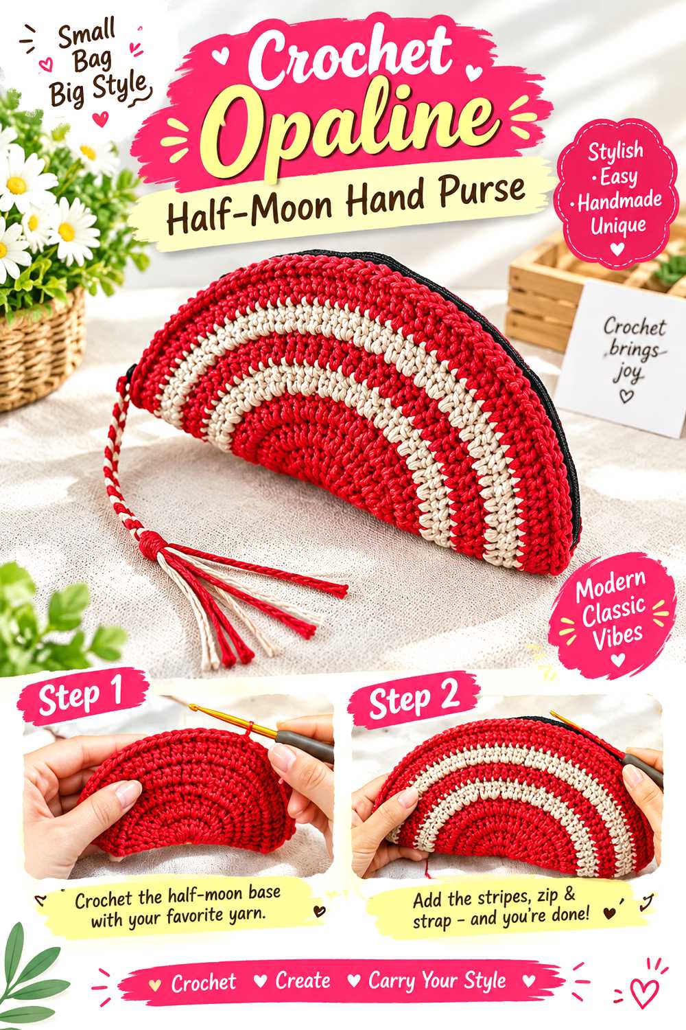 Crochet Opaline Half Moon Hand Purse