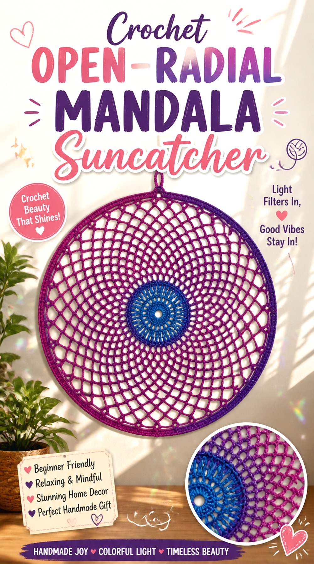 Crochet Open Radial Mandala Suncatcher