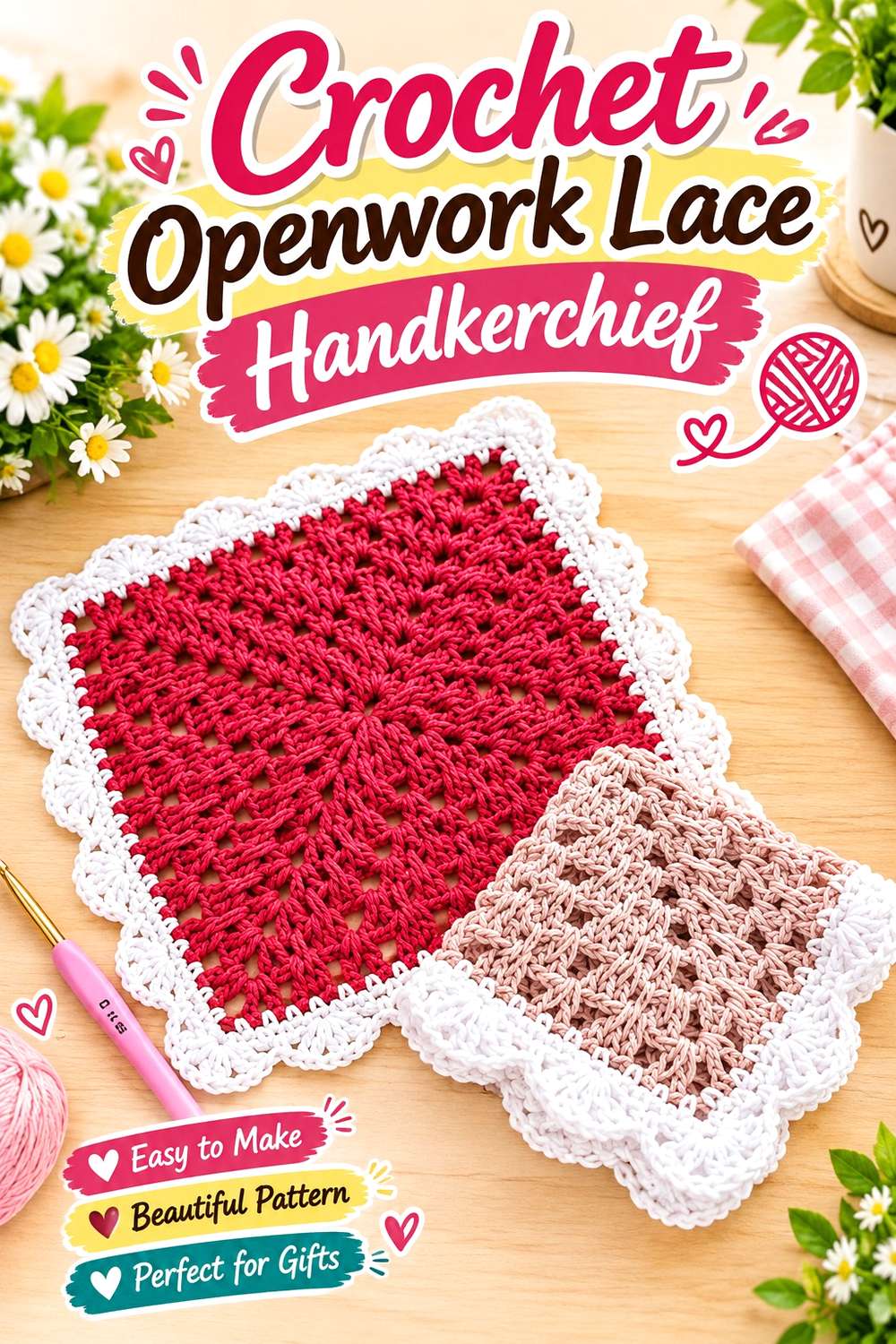 Crochet Openwork Lace Handkerchief