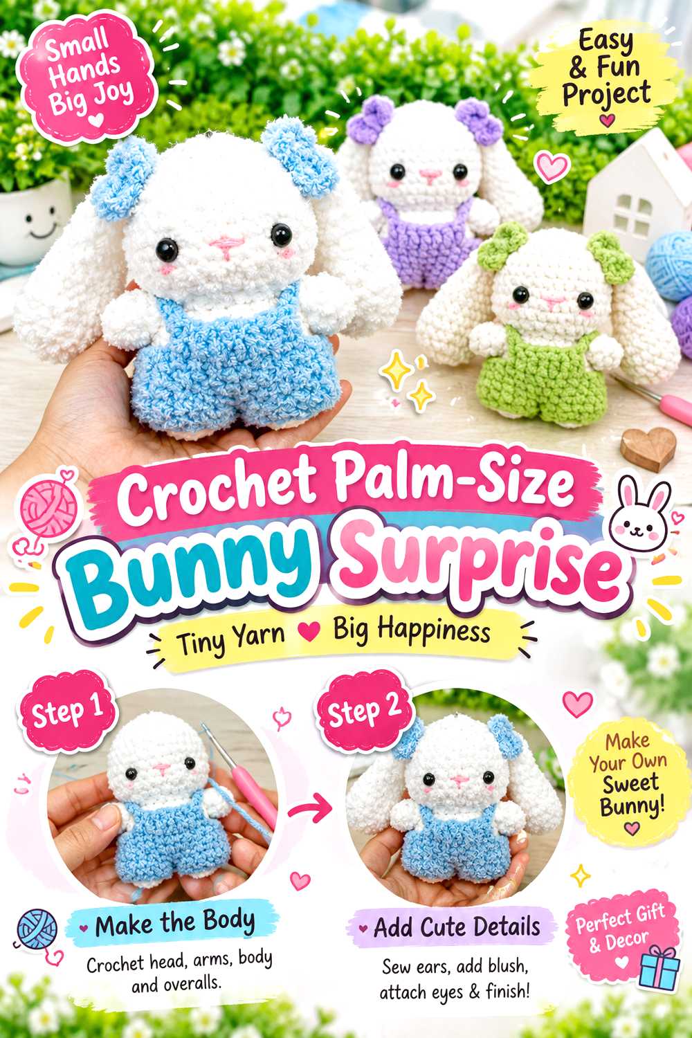 Crochet Palm Size Bunny Surprise