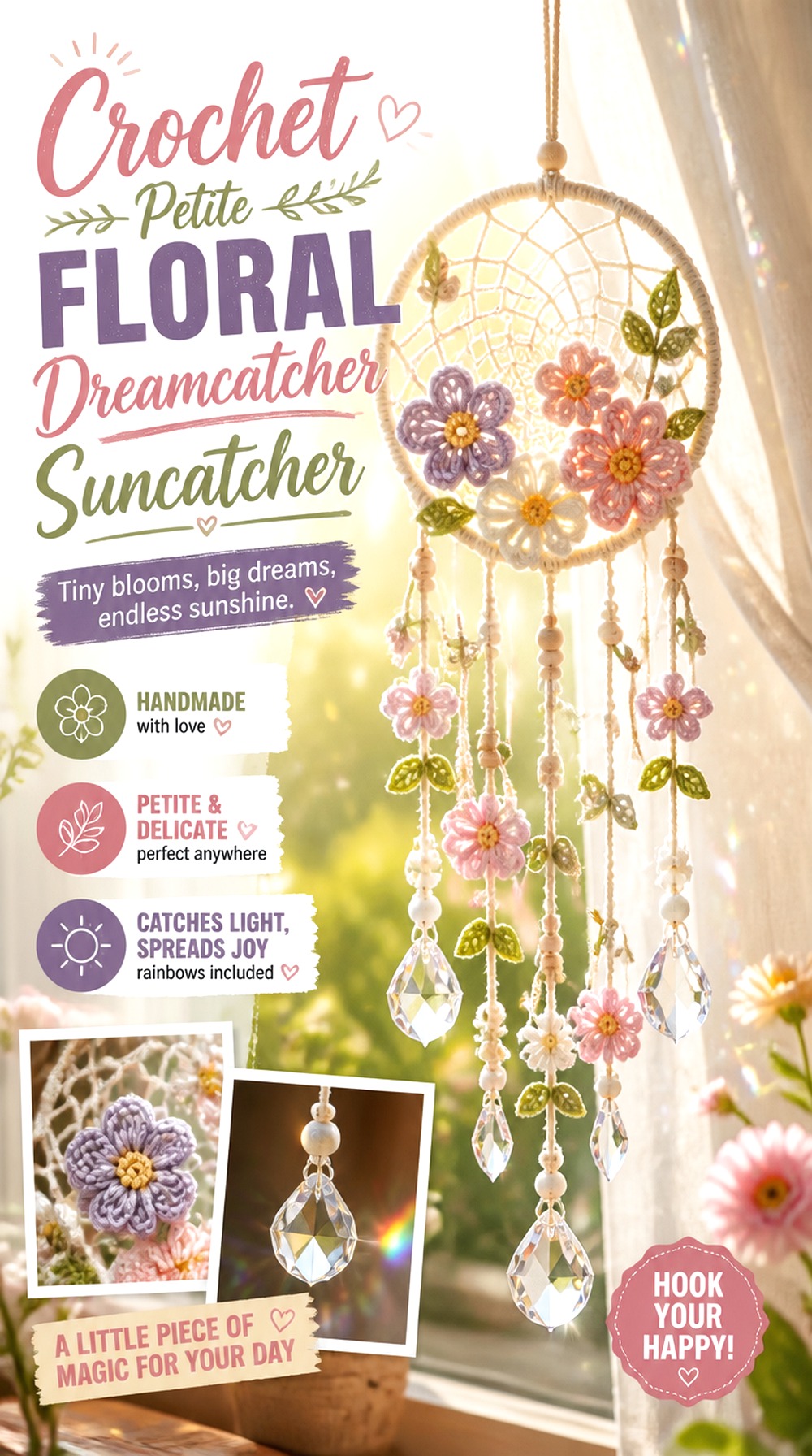 Crochet Petite Floral Dreamcatcher Suncatcher