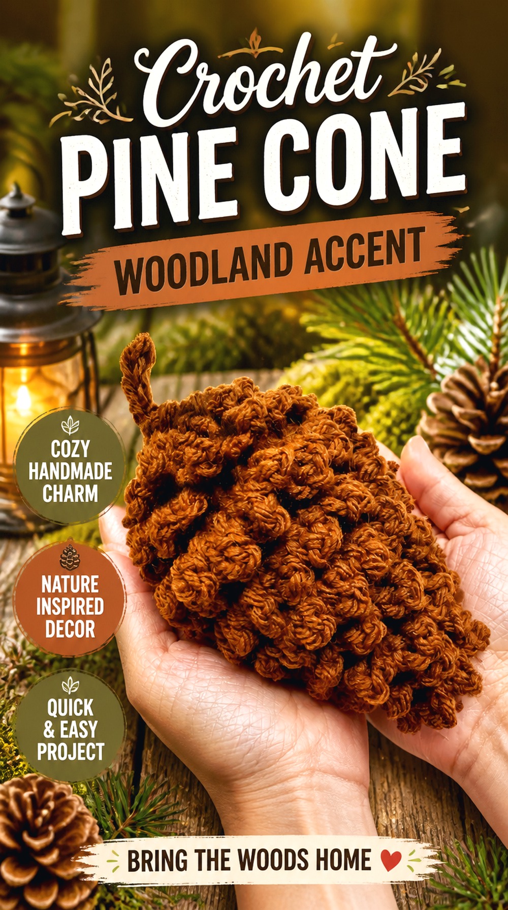 Crochet Pine Cone Woodland Accent