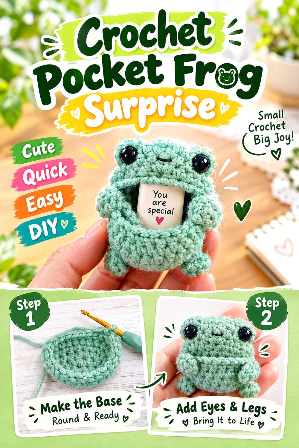 Crochet Pocket Frog Surprise
