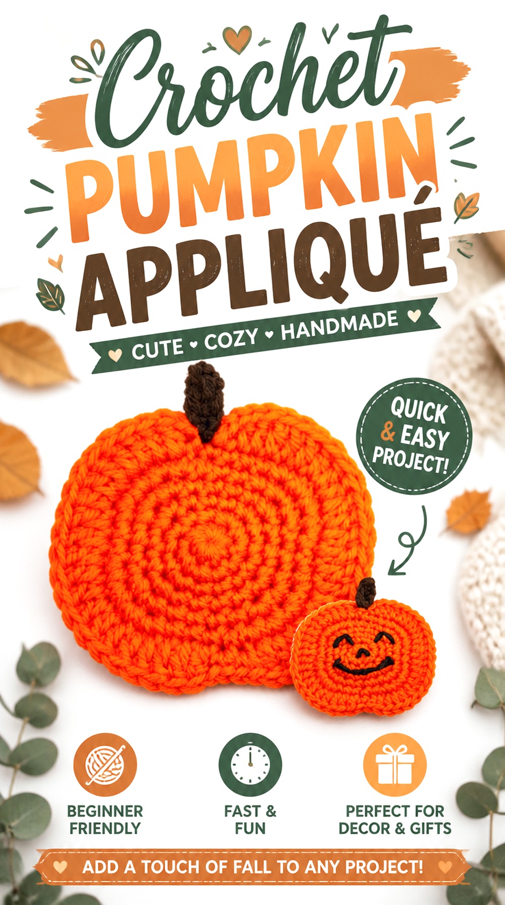 Crochet Pumpkin Appliqué