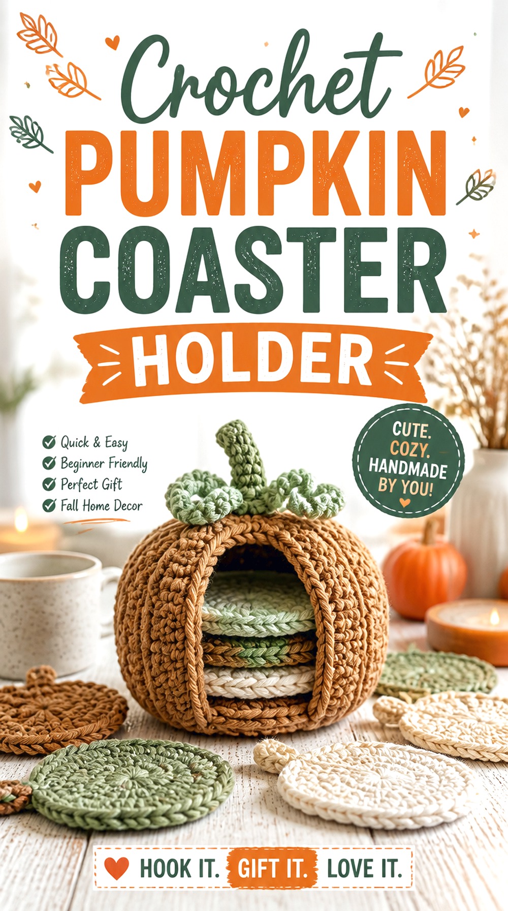 Crochet Pumpkin Coaster Holder