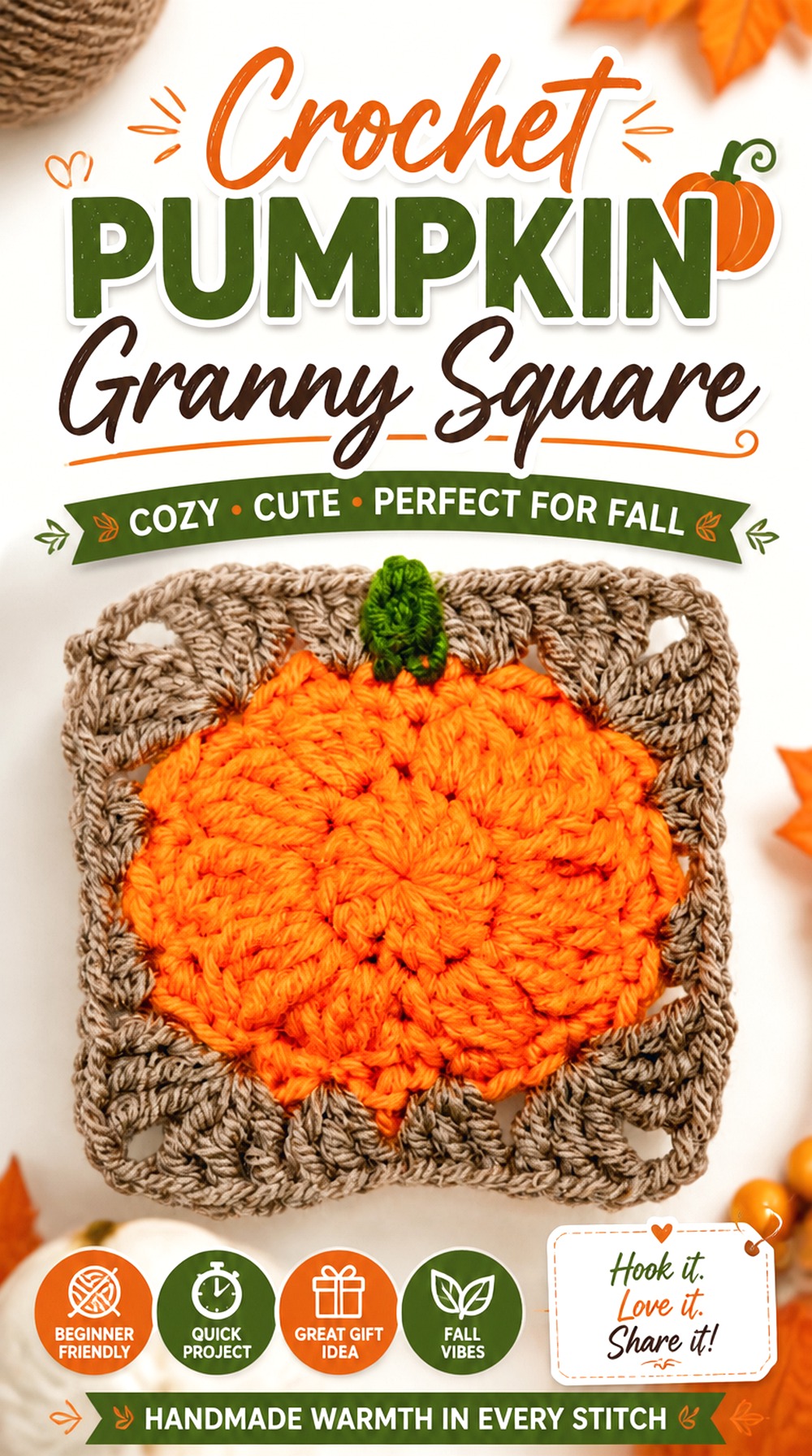 Crochet Pumpkin Granny Square