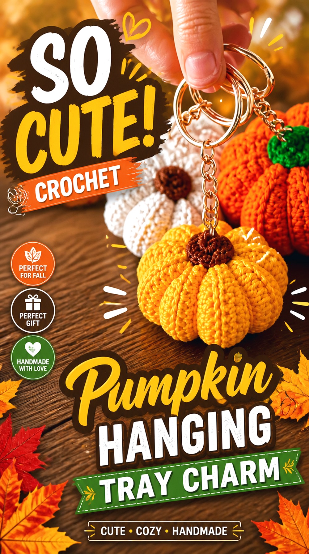 Crochet Pumpkin Hanging Tray Charm