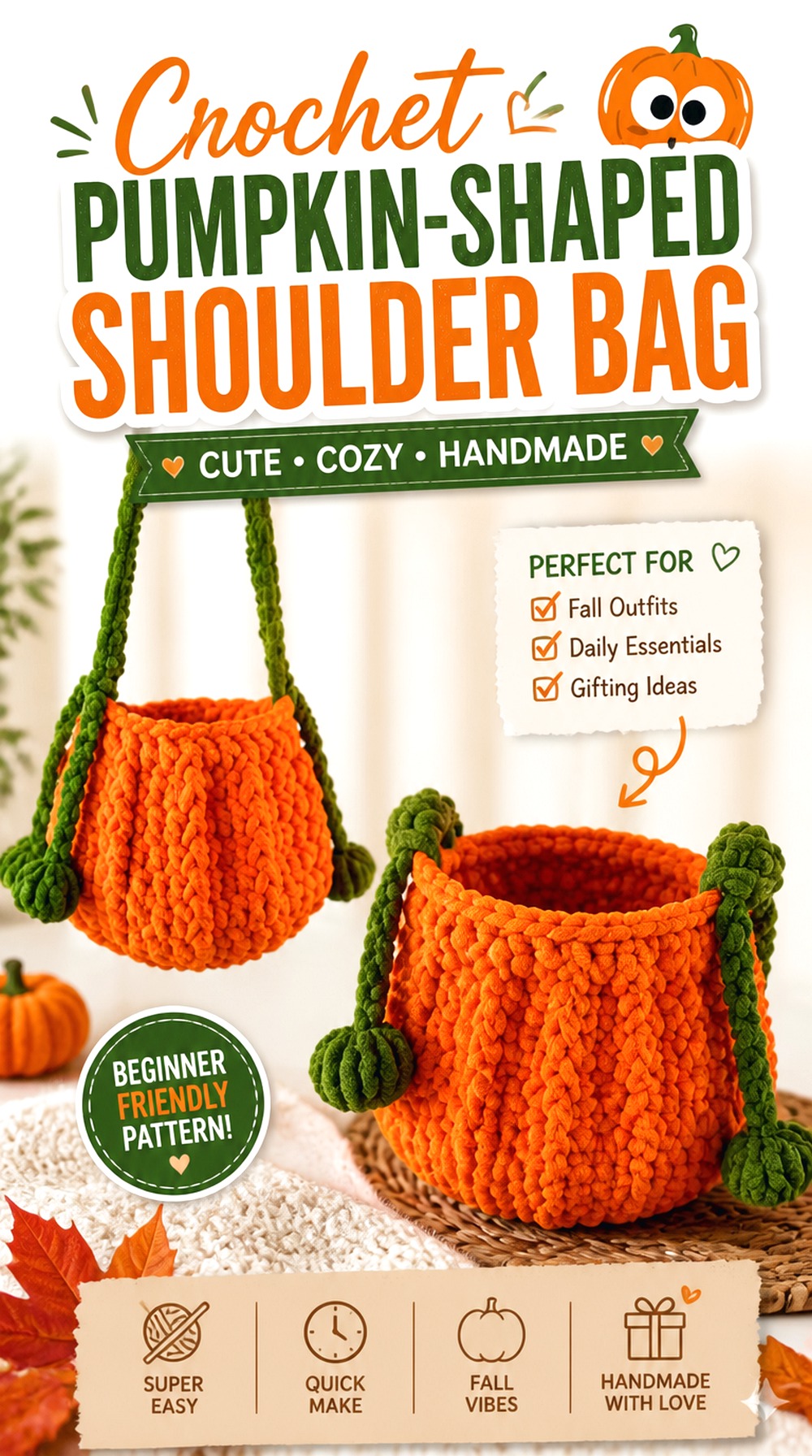 Crochet Pumpkin Shaped Shoulder Bag