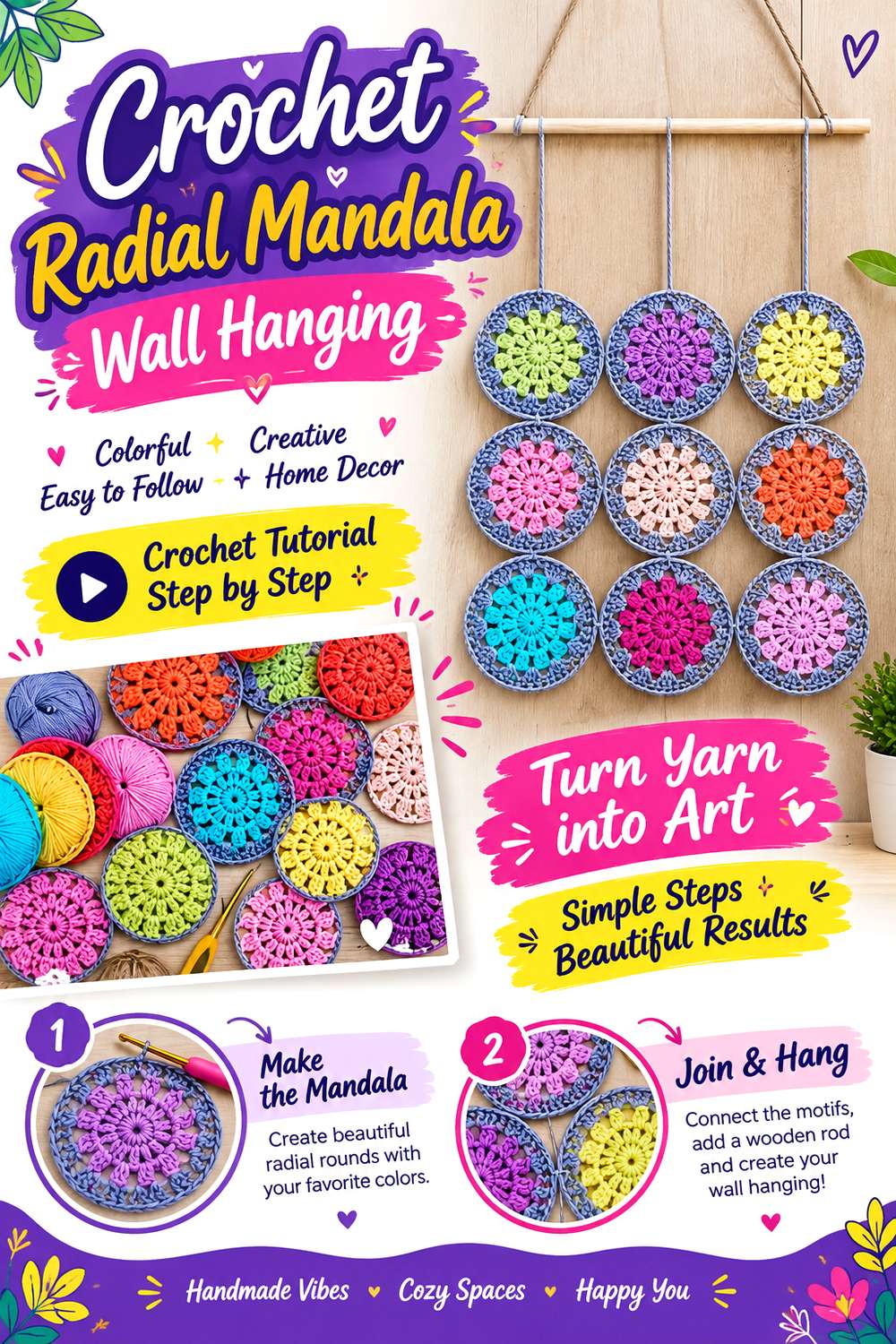 Crochet Radial Mandala Wall Hanging