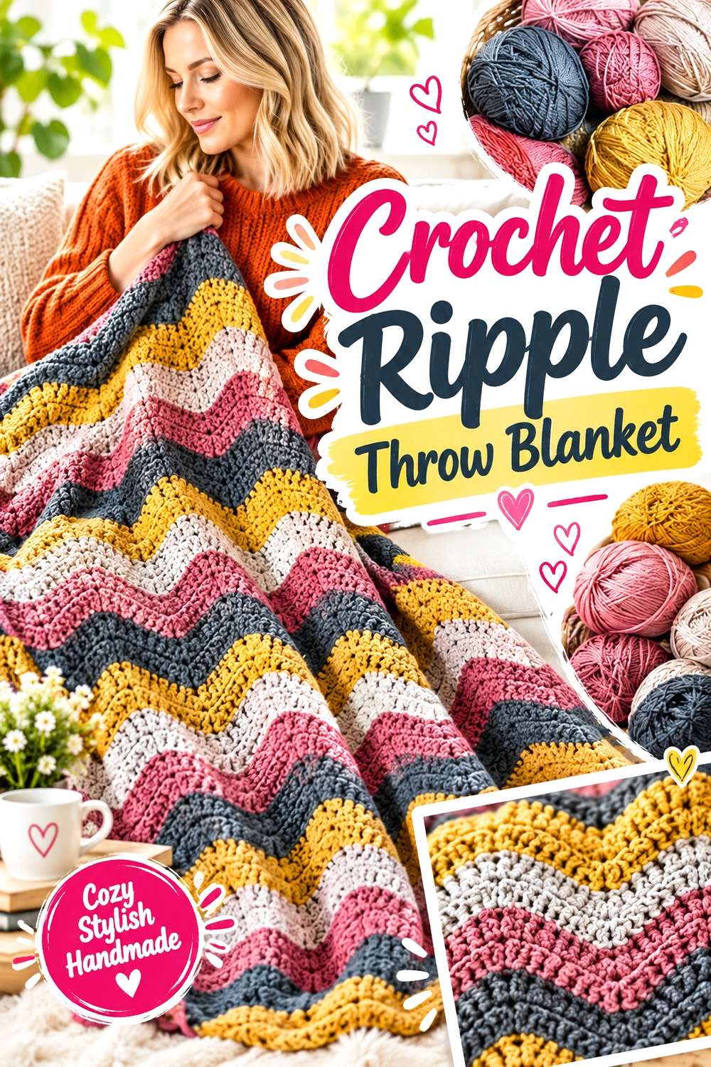 Crochet Ripple Throw Blanket