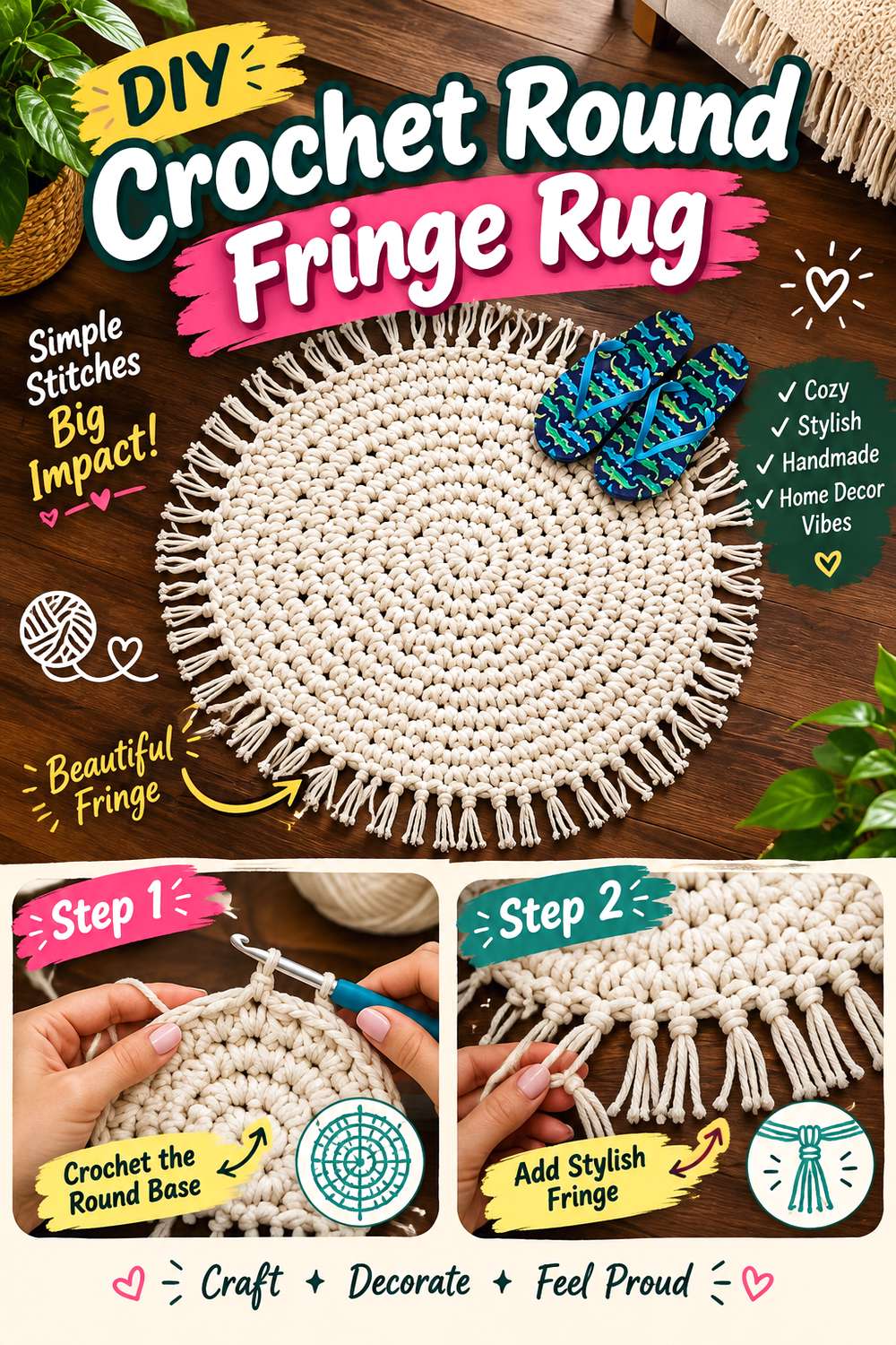 Crochet Round Fringe Rug