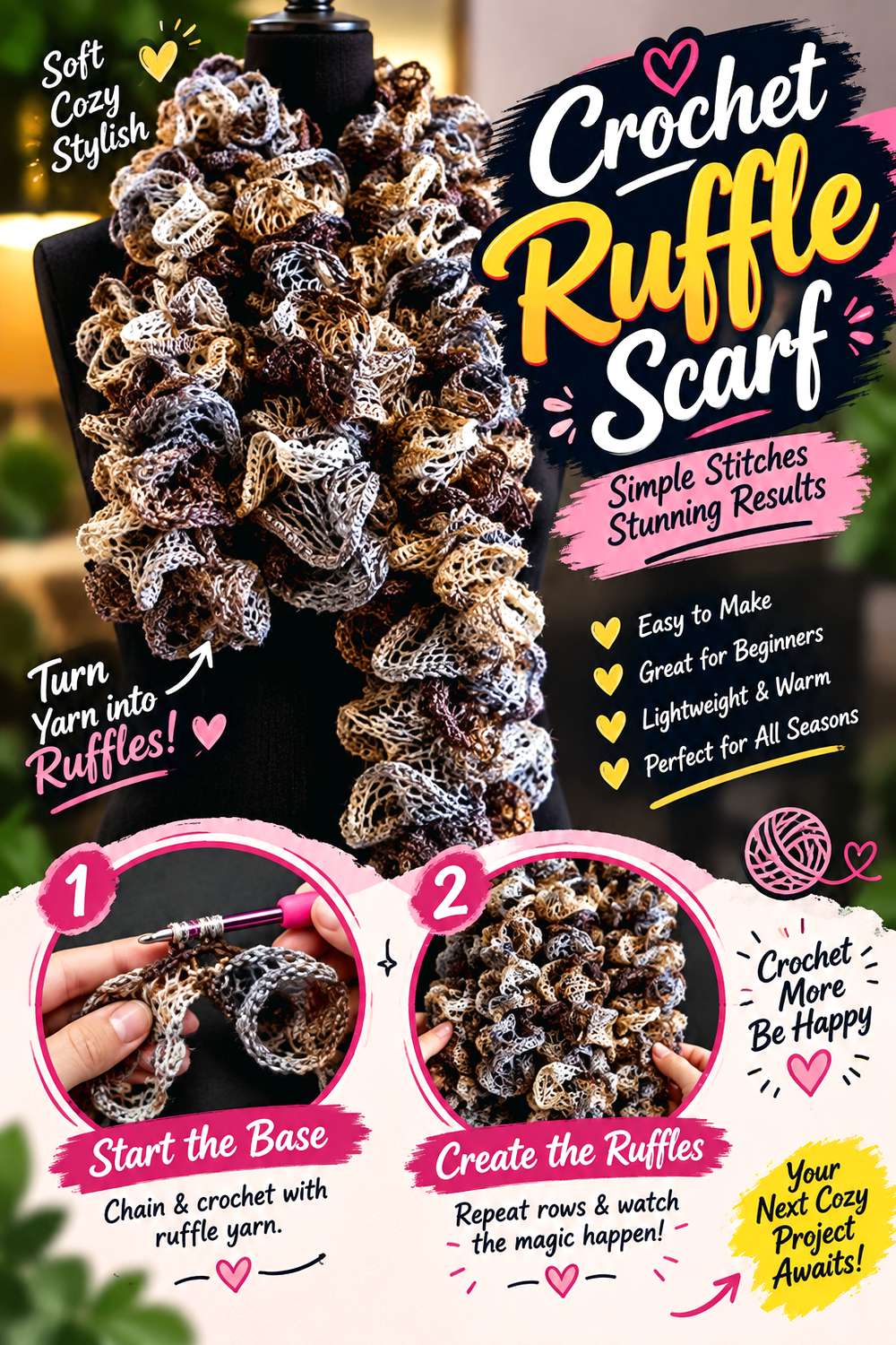 Crochet Ruffle Scarf
