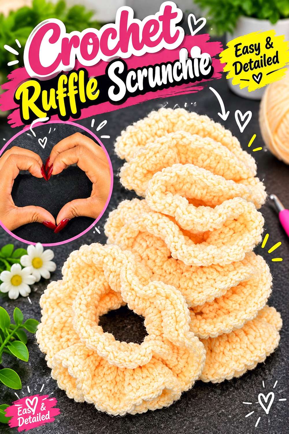 Crochet Ruffle Scrunchie