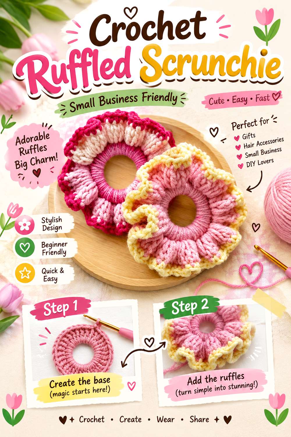 Crochet Ruffled Scrunchie