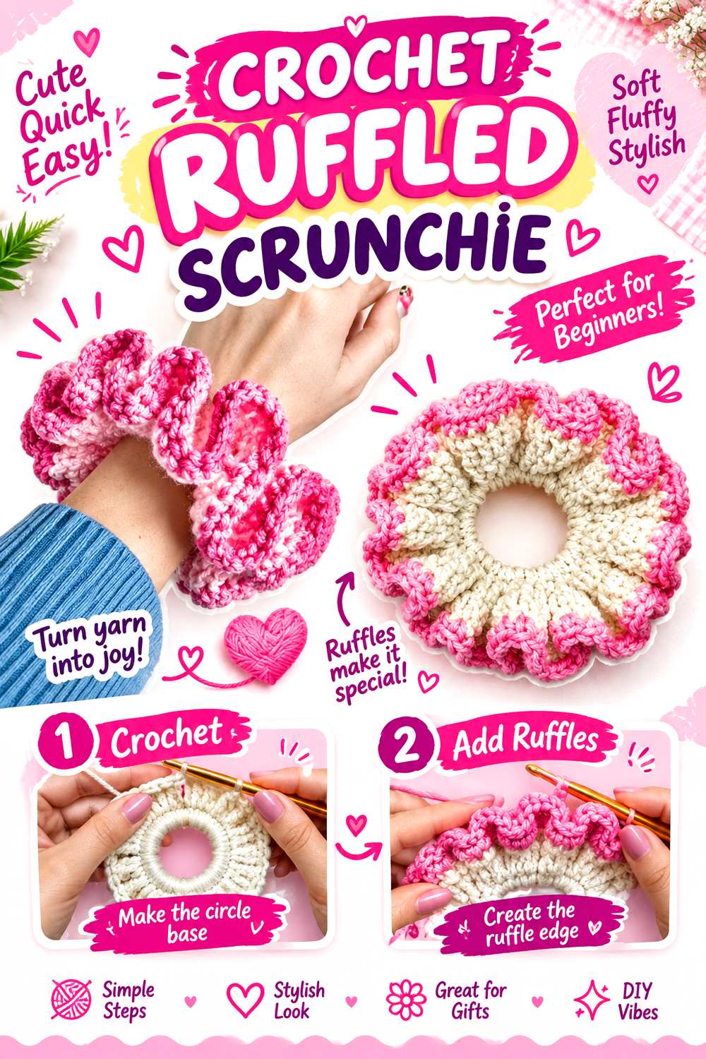 Crochet Ruffled Scrunchie