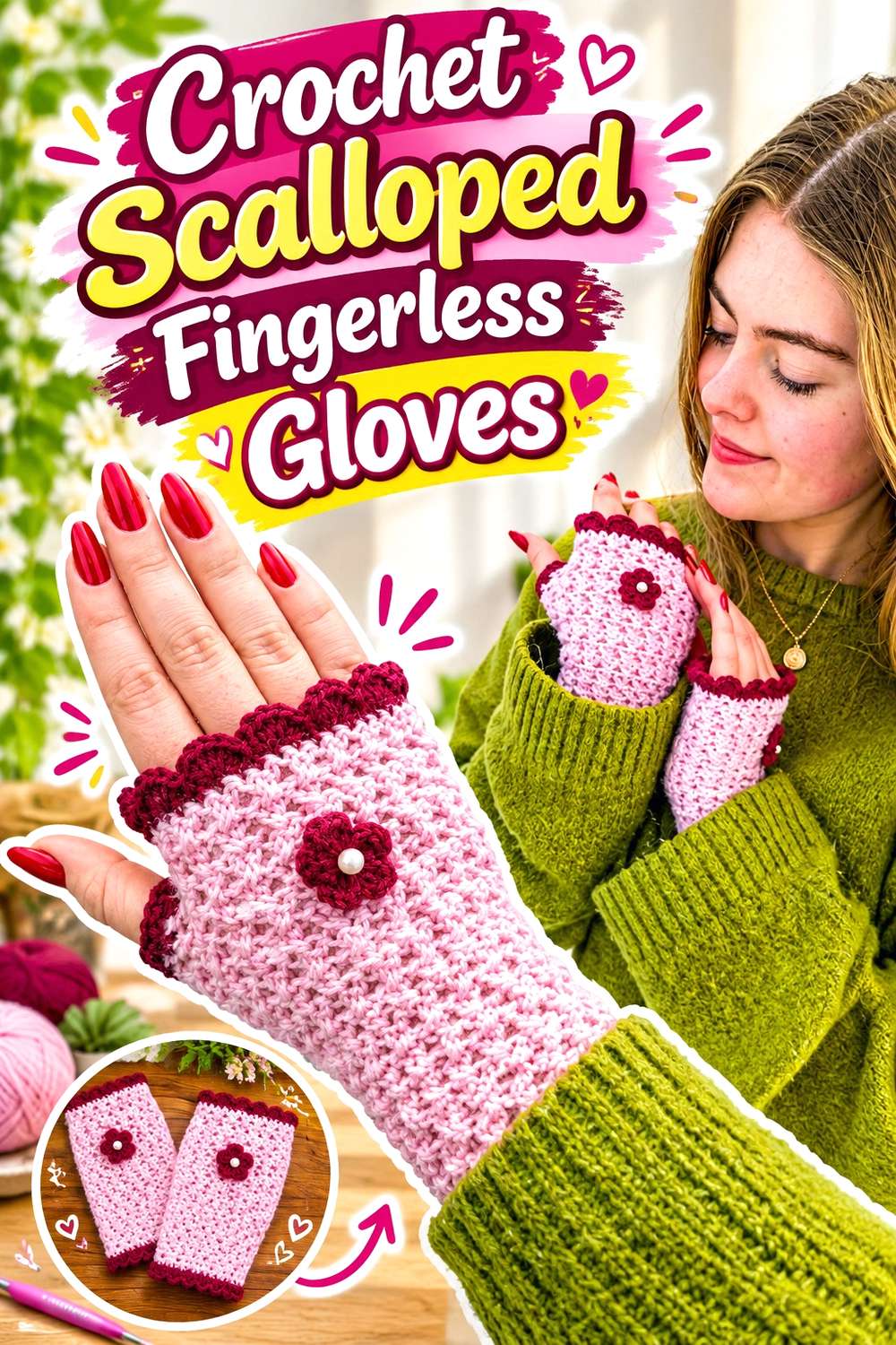 Crochet Scalloped Fingerless Gloves