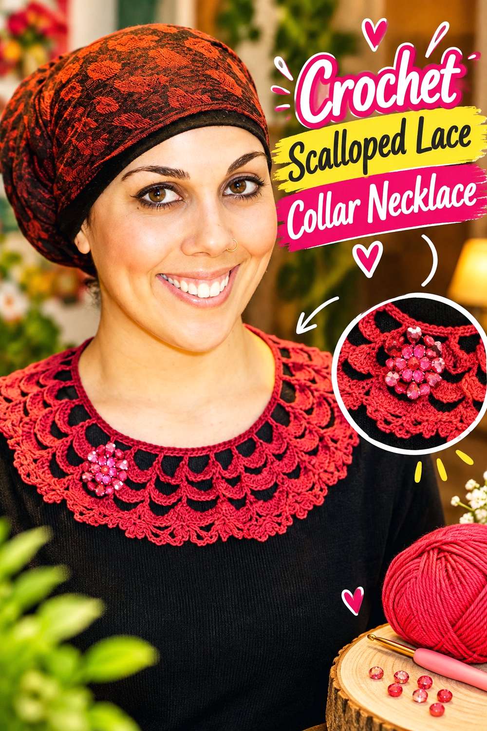 Crochet Scalloped Lace Collar Necklace