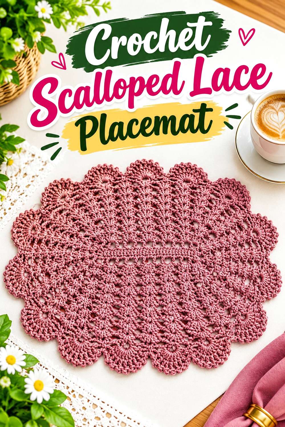 Crochet Scalloped Lace Placemat