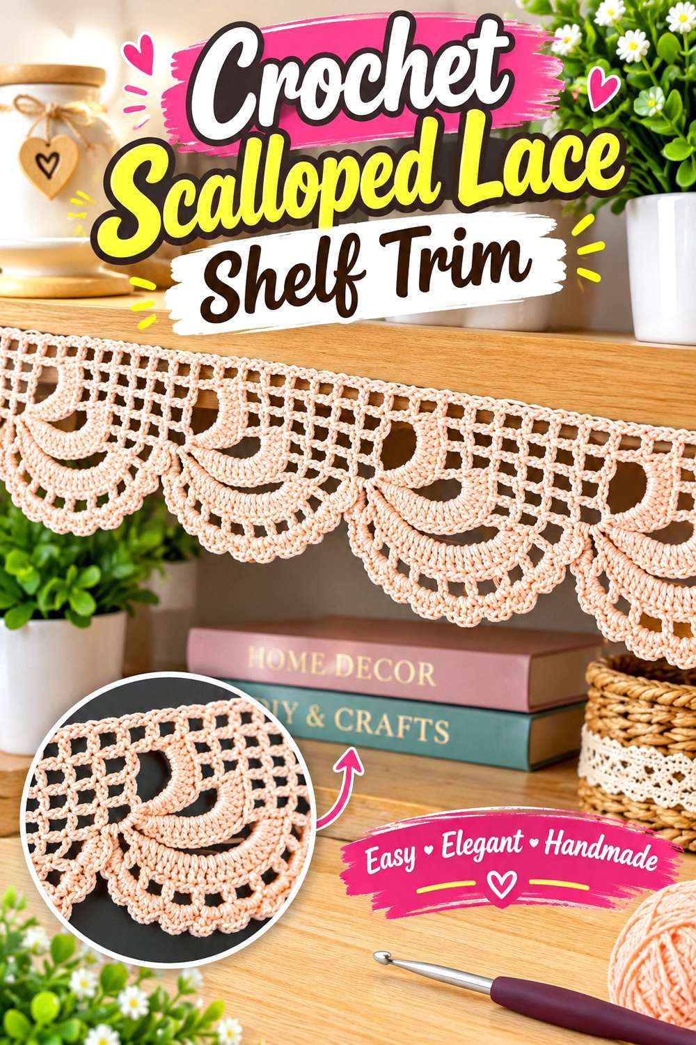 Crochet Scalloped Lace Shelf Trim