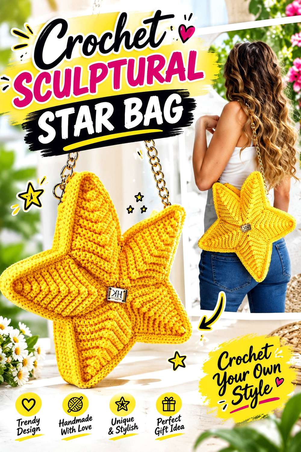 Crochet Sculptural Star Bag