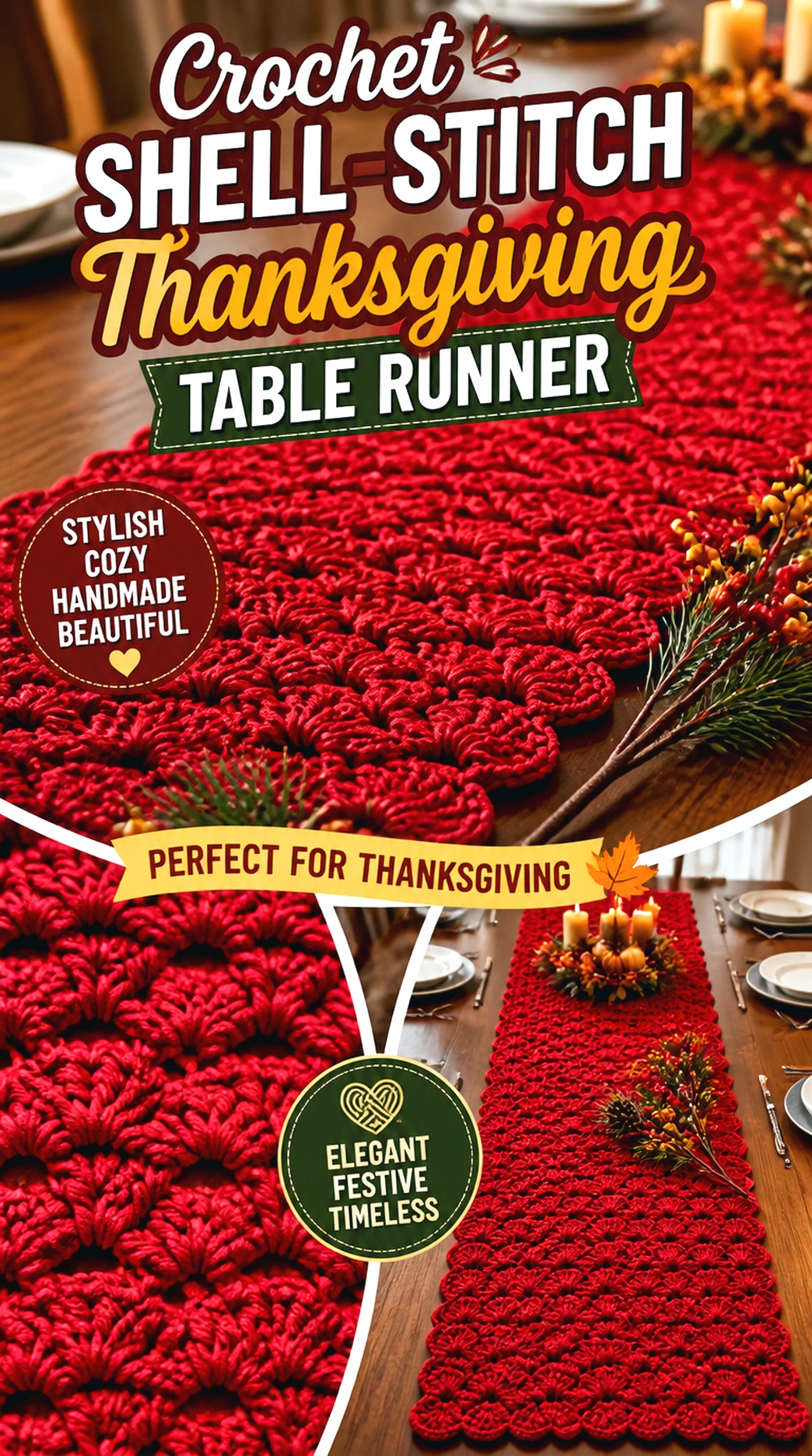 Crochet Shell Stitch Thanksgiving Table Runner