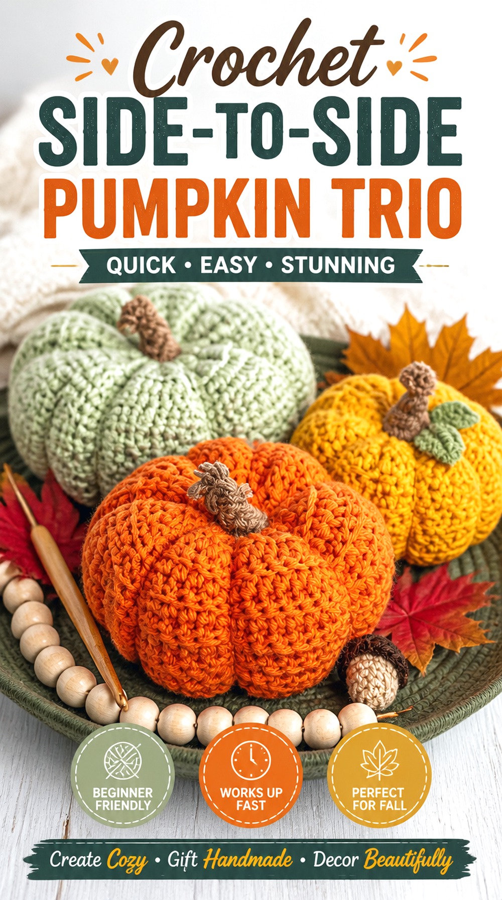 Crochet Side to Side Pumpkin Trio