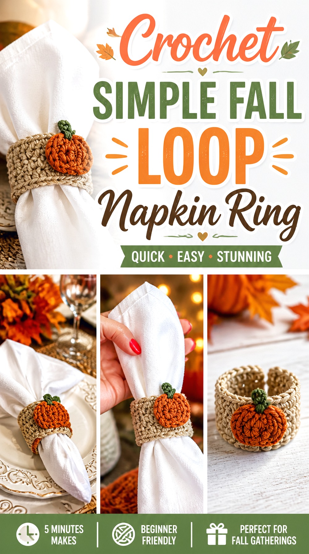 Crochet Simple Fall Loop Napkin Ring