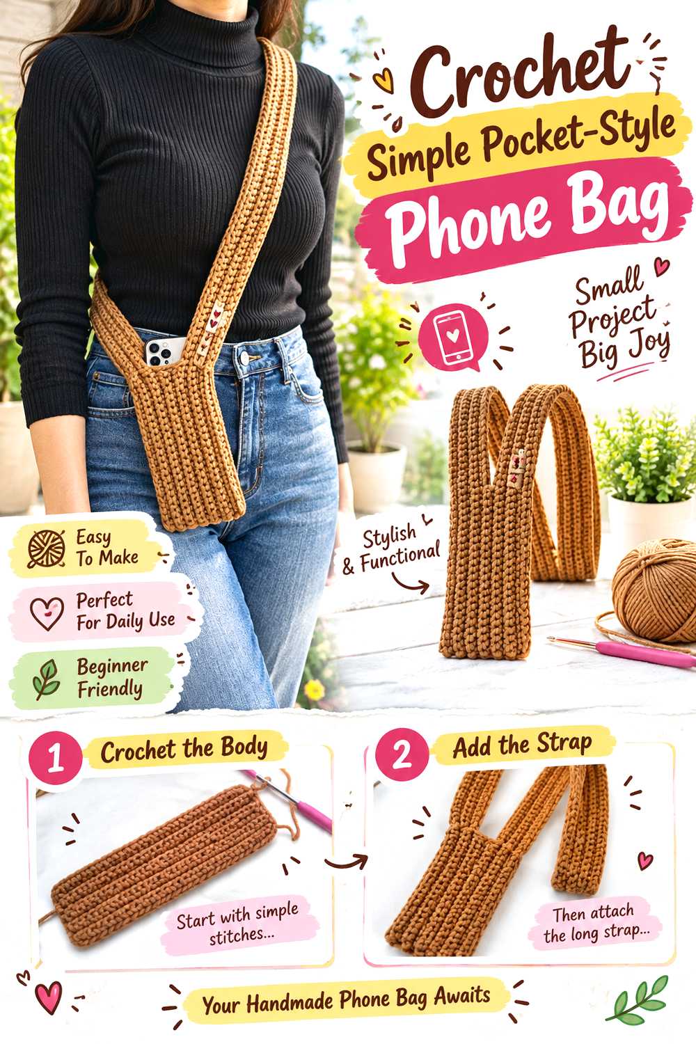Crochet Simple Pocket Style Phone Bag